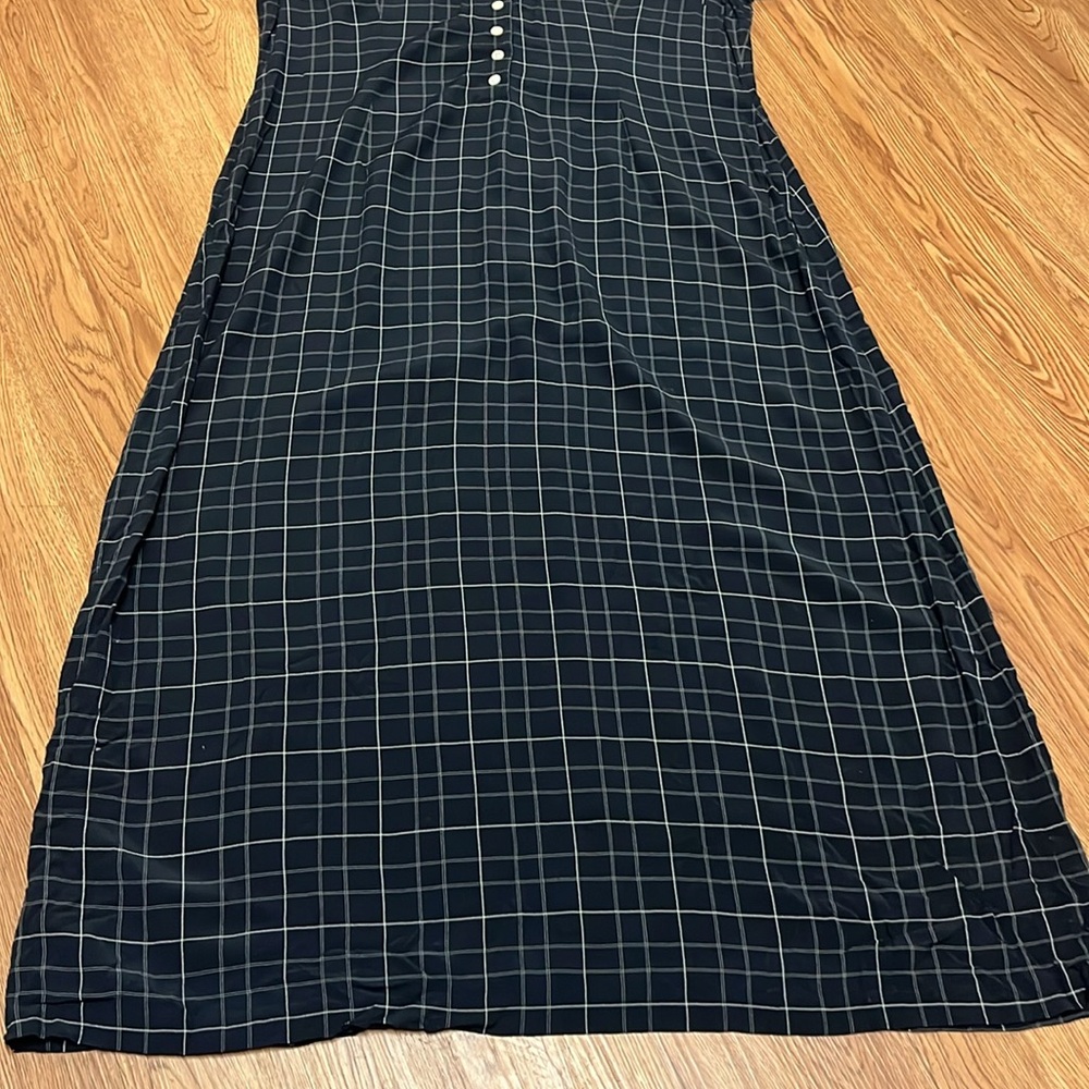 LAURA ASHLEY Maxi Dress Cottagecore Pilgrim Vintage Black gray Checkered Size 10 - Picture 4 of 12